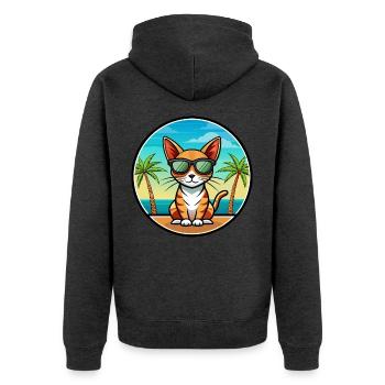 Abessinische Kurzhaarkatze Rasse Cartoon Sonnenbrille - Unisex Premium Bio Zip Hoodie - Anthrazit meliert - Hinten - Nico (187cm)