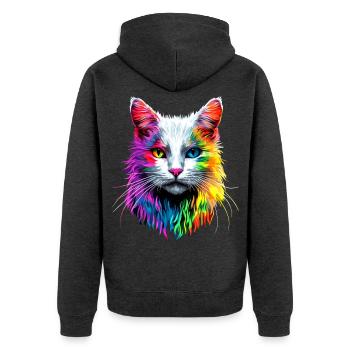 Angora Katze Weiße Angorakatze Süße Angora Katzen - Unisex Premium Bio Zip Hoodie - Anthrazit meliert - Hinten - Nico (187cm)