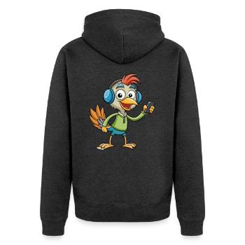 Strauß Lustige Cartoon Figur Kopfhörer Musik - Unisex Premium Bio Zip Hoodie - Anthrazit meliert - Hinten - Nico (187cm)