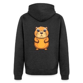Gopher Niedliche Karikatur Kawaii Aquarell Tier Haustier - Unisex Premium Bio Zip Hoodie - Anthrazit meliert - Hinten - Nico (187cm)