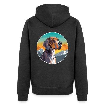 Plott Hund Hund Rasse Cartoon Kawaii Aquarell - Unisex Premium Bio Zip Hoodie - Anthrazit meliert - Hinten - Nico (187cm)