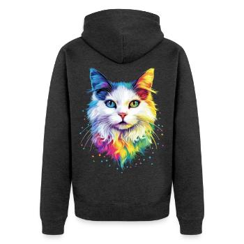 Angora Katze Weiße Angorakatze Süße Angora Katzen - Unisex Premium Bio Zip Hoodie - Anthrazit meliert - Hinten - Nico (187cm)