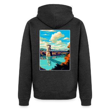 Bristol England Uk Vintage Reiseposter Souvenir - Unisex Premium Bio Zip Hoodie - Anthrazit meliert - Hinten - Nico (187cm)