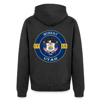Murray Utah Flagge USA Reise Souvenir Abzeichen - Unisex Premium Bio Zip Hoodie - Anthrazit meliert - Hinten - Nico (187cm)