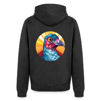 Kuckuck buntes Aquarell Tier Haustier Illustration - Unisex Premium Bio Zip Hoodie - Anthrazit meliert - Hinten - Nico (187cm)