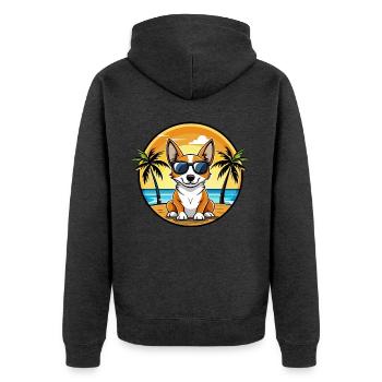 Miniatur Foxterrier Hunderasse Cartoon Sonnenbrille - Unisex Premium Bio Zip Hoodie - Anthrazit meliert - Hinten - Nico (187cm)