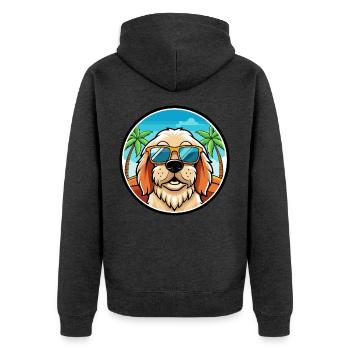 Clumber Spaniel Hunderasse Cartoon Sonnenbrille Strand - Unisex Premium Bio Zip Hoodie - Anthrazit meliert - Hinten - Nico (187cm)