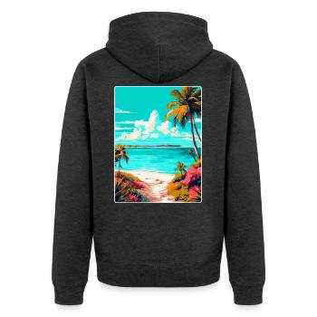 Turks-Caicosinseln Karibik Reiseposter WPA - Unisex Premium Bio Zip Hoodie - Anthrazit meliert - Hinten - Nico (187cm)