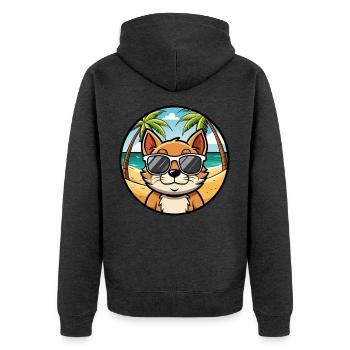 Bambino Katzenrasse Cartoon Sonnenbrille Strand - Unisex Premium Bio Zip Hoodie - Anthrazit meliert - Hinten - Nico (187cm)
