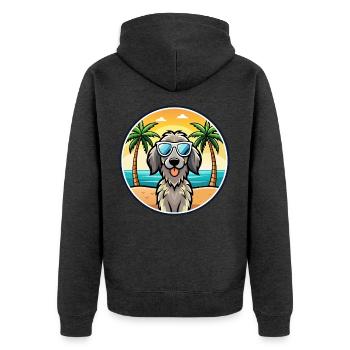 Deutsch Langhaar Vorstehhund Rasse Cartoon Strand - Unisex Premium Bio Zip Hoodie - Anthrazit meliert - Hinten - Nico (187cm)