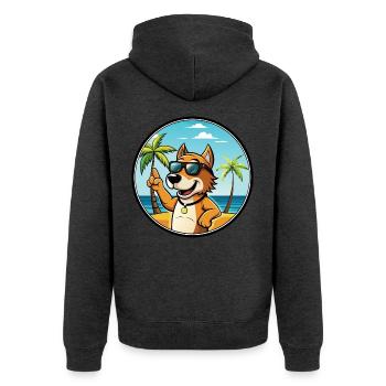 Auvergne Vorstehhund Rasse Cartoon Sonnenbrille Strand - Unisex Premium Bio Zip Hoodie - Anthrazit meliert - Hinten - Nico (187cm)