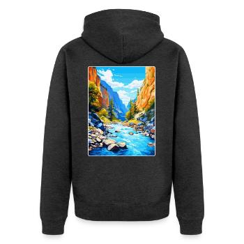Samaria Schlucht Griechenland Vintage Reise Poster WPA Kunst - Unisex Premium Bio Zip Hoodie - Anthrazit meliert - Hinten - Nico (187cm)