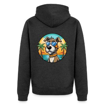 Istrischer Drahthaarhund Hunderasse Cartoon Beach - Unisex Premium Bio Zip Hoodie - Anthrazit meliert - Hinten - Nico (187cm)