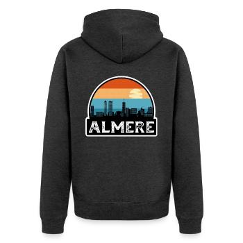 Almere Niederlande Flagge Skyline Reisesouvenir - Unisex Premium Bio Zip Hoodie - Anthrazit meliert - Hinten - Nico (187cm)