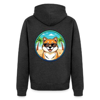 Shih Poo Hunderasse Cartoon Sonnenbrille Strand - Unisex Premium Bio Zip Hoodie - Anthrazit meliert - Hinten - Nico (187cm)