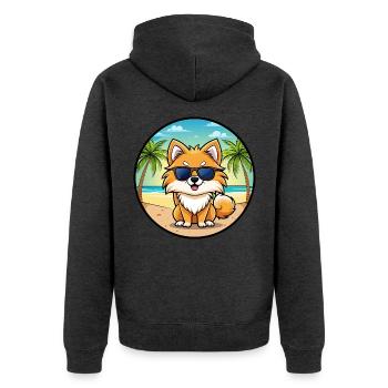 Poméranie Spitz allemand race de chien Cartoon Beach - Veste à capuche bio Premium Unisexe - anthracite chiné - Dos - Nico (187cm)