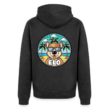 Längerer Spitzname Hund Rasse Cartoon Sonnenbrille Strand - Unisex Premium Bio Zip Hoodie - Anthrazit meliert - Hinten - Nico (187cm)
