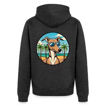 Rampur Greyhound Chien Race Dessin Animé Lunettes De Soleil Plage - Veste à capuche bio Premium Unisexe - anthracite chiné - Dos - Nico (187cm)
