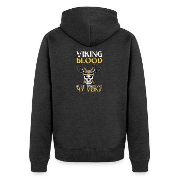 Viking Blut - Unisex Premium Bio Zip Hoodie - Anthrazit meliert - Hinten - Nico (187cm)