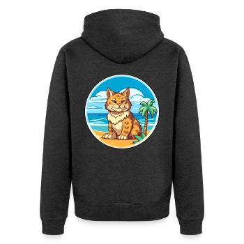 Rotluchs Aquarell Cartoon Kawaii Clipart Tier - Unisex Premium Bio Zip Hoodie - Anthrazit meliert - Hinten - Nico (187cm)