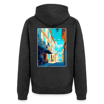 Arles France Affiche de voyage vintage WPA Souvenir - Veste à capuche bio Premium Unisexe - anthracite chiné - Dos - Nico (187cm)