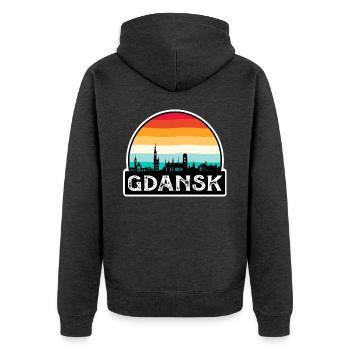 Danzig Polen Flagge Skyline Reisesouvenir - Unisex Premium Bio Zip Hoodie - Anthrazit meliert - Hinten - Nico (187cm)