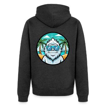 Yeti Lustige Cartoon Sommer Strand Sonnenbrille Aufkleber - Unisex Premium Bio Zip Hoodie - Anthrazit meliert - Hinten - Nico (187cm)