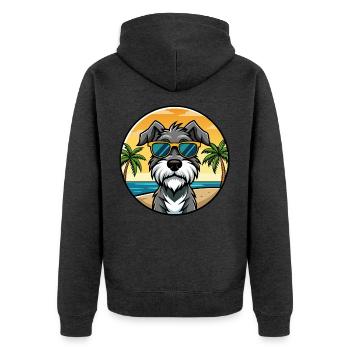 Deutscher Wachtelhund Hunderasse Cartoon Sonnenbrille - Unisex Premium Bio Zip Hoodie - Anthrazit meliert - Hinten - Nico (187cm)