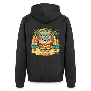 Hedgehog Funny Cartoon Summer Beach Sunglasses - Unisex Premium Organic Zip Hoodie - heather anthracite - Back - Nico (187cm)