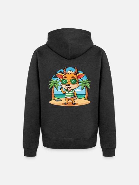 Antelope Funny Cartoon Summer Beach Sunglasses - Unisex Premium Organic Zip Hoodie - heather anthracite