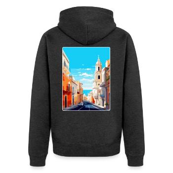 Cadix Espagne Affiche de voyage vintage WPA Art Souvenir - Veste à capuche bio Premium Unisexe - anthracite chiné - Dos - Nico (187cm)