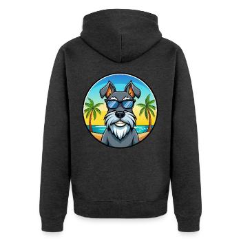 Standard Schnauzer Hunderasse Cartoon Sonnenbrille - Unisex Premium Bio Zip Hoodie - Anthrazit meliert - Hinten - Nico (187cm)