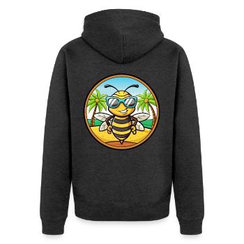 Biene Lustige Cartoon Sommer Strand Sonnenbrille Aufkleber - Unisex Premium Bio Zip Hoodie - Anthrazit meliert - Hinten - Nico (187cm)