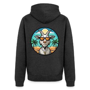 Ziege Lustige Cartoon Sommer Strand Sonnenbrille Aufkleber - Unisex Premium Bio Zip Hoodie - Anthrazit meliert - Hinten - Nico (187cm)