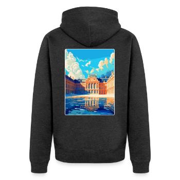 Versailles Frankreich Vintage Reiseplakat Souvenir - Unisex Premium Bio Zip Hoodie - Anthrazit meliert - Hinten - Nico (187cm)