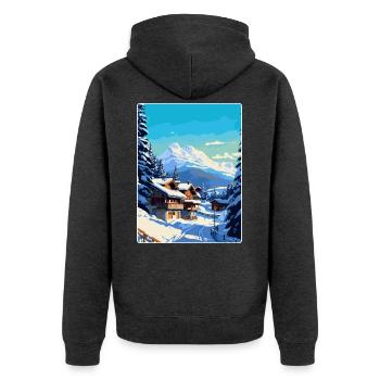 Megève France Affiche de voyage vintage WPA Souvenir - Veste à capuche bio Premium Unisexe - anthracite chiné - Dos - Nico (187cm)