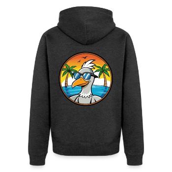 Gans Lustige Cartoon Sommer Strand Sonnenbrille Cool - Unisex Premium Bio Zip Hoodie - Anthrazit meliert - Hinten - Nico (187cm)