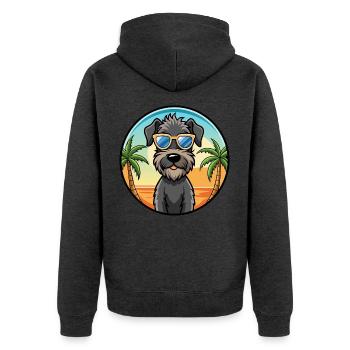 Kerry Blue Terrier Hunderasse Cartoon Sonnenbrille - Unisex Premium Bio Zip Hoodie - Anthrazit meliert - Hinten - Nico (187cm)