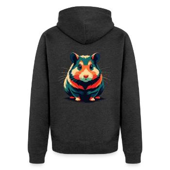 Hamster Cartoon Character Colorful Pet Animal - Unisex Premium Organic Zip Hoodie - heather anthracite - Back - Nico (187cm)