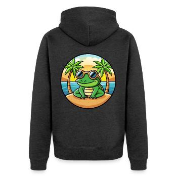 Frosch Lustige Cartoon Sommer Strand Sonnenbrille Aufkleber - Unisex Premium Bio Zip Hoodie - Anthrazit meliert - Hinten - Nico (187cm)