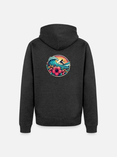 Logo du surfeur 2 - Veste à capuche bio Premium Unisexe - anthracite chiné