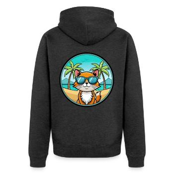 Hantilly Tiffany Race Chat Dessin Animé Lunettes de Soleil Plage - Veste à capuche bio Premium Unisexe - anthracite chiné - Dos - Nico (187cm)