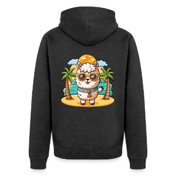 Alpaca Funny Cartoon Summer Beach Sunglasses - Unisex Premium Organic Zip Hoodie - heather anthracite - Back - Nico (187cm)