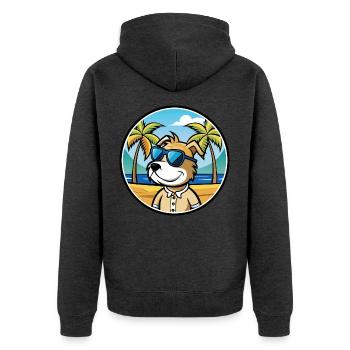 Sporting Lucas Terrier Hunderasse Cartoon Beach - Unisex Premium Bio Zip Hoodie - Anthrazit meliert - Hinten - Nico (187cm)