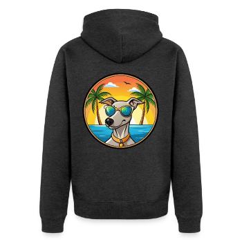 Lurcher Hunderasse Cartoon Sonnenbrille Strand - Unisex Premium Bio Zip Hoodie - Anthrazit meliert - Hinten - Nico (187cm)