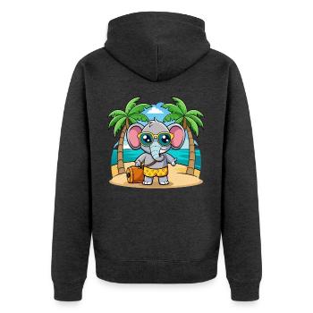Elefant Lustige Cartoon Sommer Strand Sonnenbrille - Unisex Premium Bio Zip Hoodie - Anthrazit meliert - Hinten - Nico (187cm)