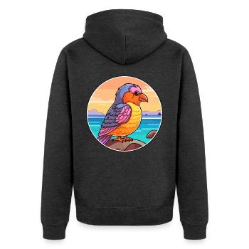 Kuckuck Aquarell Cartoon Kawaii Clipart Tier - Unisex Premium Bio Zip Hoodie - Anthrazit meliert - Hinten - Nico (187cm)