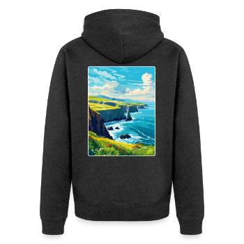 Dingle Halbinsel Irland Vereinigtes Königreich Vintage Reiseposter - Unisex Premium Bio Zip Hoodie - Anthrazit meliert - Hinten - Nico (187cm)