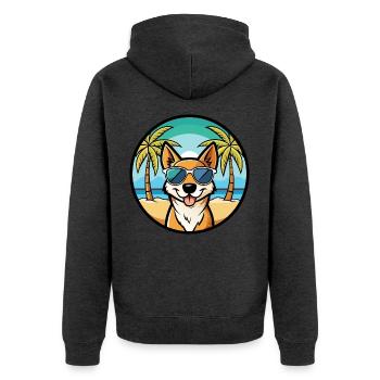 Perro De Presa Mallorquinische Hunderasse Cartoon Beach - Unisex Premium Bio Zip Hoodie - Anthrazit meliert - Hinten - Nico (187cm)