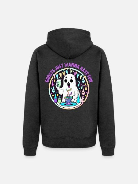 Geister wollen einfach nur Spaß haben - Unisex Premium Bio Zip Hoodie - Anthrazit meliert